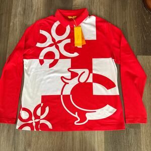 NWT Louis Castel Golf polo red orange shirt top mens size 110 big logo
